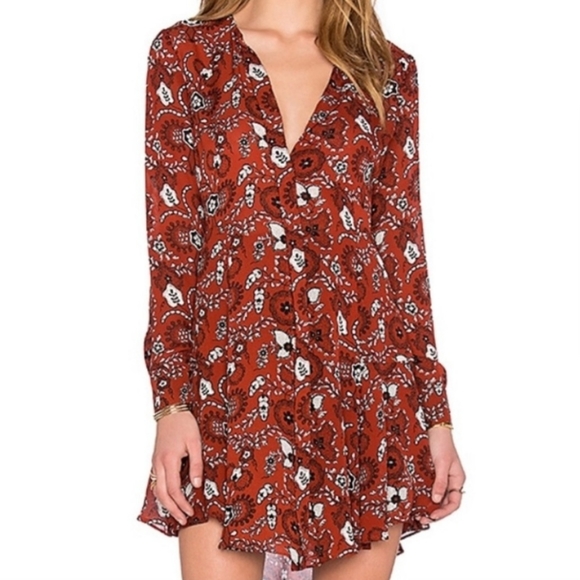 A.L.C. Dresses & Skirts - A.L.C Randi silk floral long sleeve henna Paisley dress